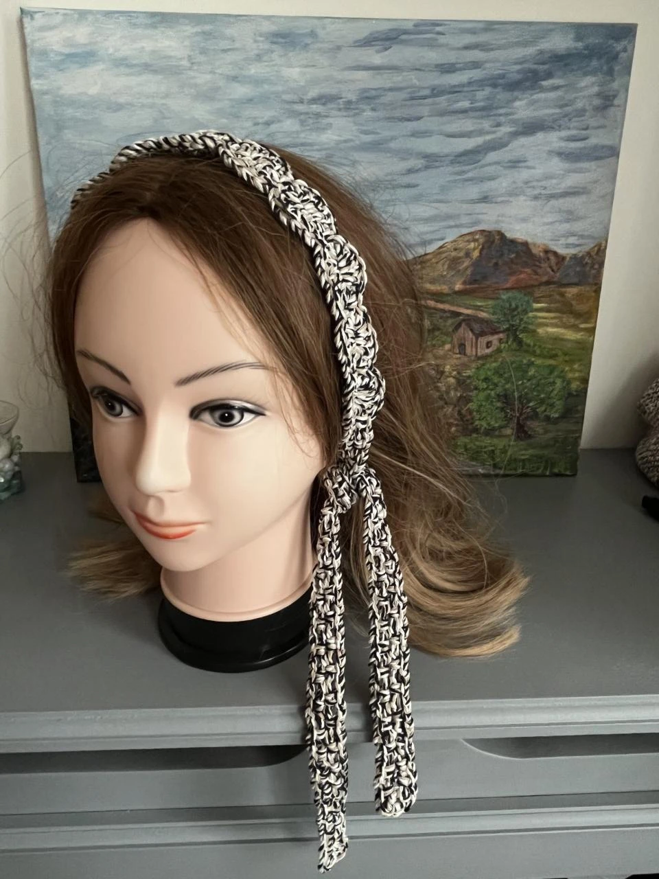 Bandeau Serre tête Headband Stirnband Hoofdband Venda  Coton Noir Blanc Beige Ta